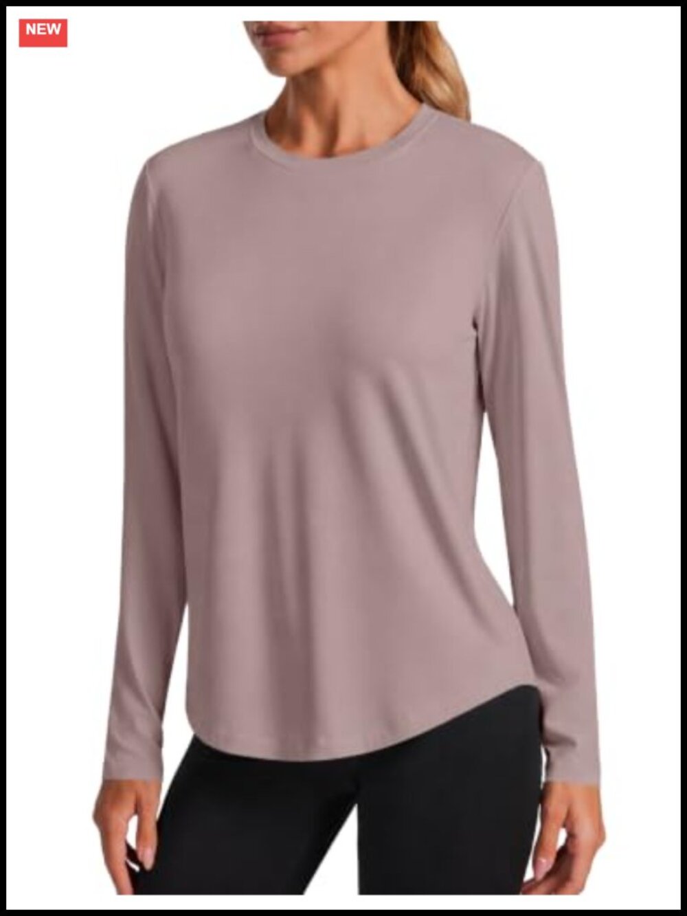 UPF 50+ Long Sleeve Athletic Sun Shirt Women Moisture-Wicking Crew Neck